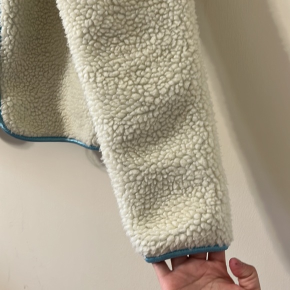 NWOT Ivory Ella Chloe White Sherpa Blue Satin Lined Full Zip Jacket Size Small - Picture 5 of 12